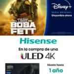 Promo Hisense Disney+ 1 año de servicio Gratis en la compra de pantallas seleccionadas
