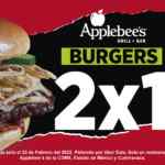2x1 en hamburguesas en Applebees este miércoles 23 de febrero