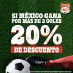 Promo Estadio Chilis: 20% de descuento en tu consumo si México gana por más de 2 goles