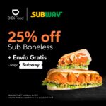 Promoción de la Semana Didi Food: 25% de descuento en sub boneless de Subway + envío gratis