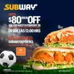 Cupón Didi Food de $80 pesos de descuento en Subway
