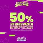 Promoción Martí: Segundo a mitad de precio en ropa y calzado (aplica en lo ya rebajado)
