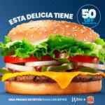 Cupón $50 de descuento en Burger King al pedir en la app más Wow