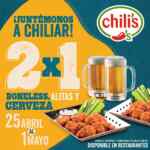 Promoción Chili's: 2x1 en boneless, alitas y cervezas toda esta semana