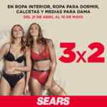En Sears 3x2 en ropa interior, ropa para dormir, calcetas y medias para dama hasta el 10 de mayo
