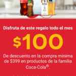 Promo Flash Coca-Cola: cupón de $100 de descuento en compras de $399
