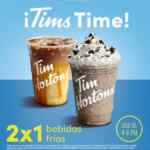 En Tim Hortons 2x1 en bebidas frías hoy de 4:00 a 6:00 PM