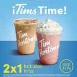 En Tim Hortons 2x1 en bebidas frías hoy de 4:00 a 6:00 PM