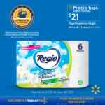 En Walmart papel higiénico Regio Aires de Frescura 6 rollos a $21 pesos