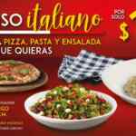 Promoción Italiannis Paradiso Italiano 2022: Pizza pasta y ensalada ilimitada a $199 por persona de lunes a domingo