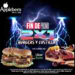 2x1 en hamburguesas y costillas en Applebees del 7 al 10 de julio