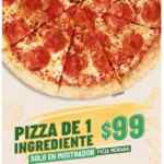 En Papa Johns Pizza mediana de 1 ingrediente a sólo $99