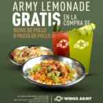 En Wings Army llévate una Army Lemonade gratis en la compra de platillos participantes