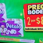 En Bodega Aurrerá 2 paquetes de Papel higiénico Pétalo 12 rollos por $89