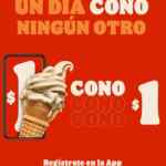 Cupón Burger King Día del Cono: Llévate un cono a sólo $1 peso si te registras en la app