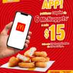 Cupón App McDonald's 6 McNuggets a sólo $15 hoy 29 de septiembre de 4:00 a 8:00 PM