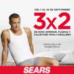 En Sears 3x2 en ropa interior, pijamas y calcetines para caballero del 1 al 19 de septiembre