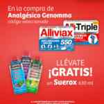 En Soriana Mercado compra un analgésico Genomma y llévate gratis un Suerox de 630ml