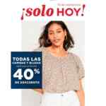 40% de descuento en camisas y blusas en Old Navy sólo hoy sábado
