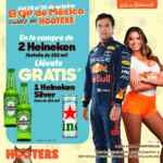 Promoción Hooters Formula 1: Compra 2 cervezas Heineken y llévate una Heineken Silver gratis este fin de semana