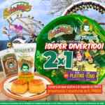 2x1 en Pase Platino en Selva Mágica presentando 2 envolturas de productos "El Panqué"