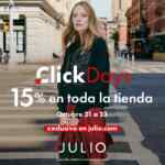 Click Days Julio: 15% de descuento en toda la tienda en línea del 21 al 23 de octubre