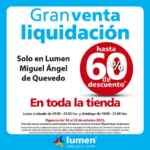 Venta de Liquidación Lumen Miguel Ángel de Quevedo: Hasta 60% de descuento en toda la tienda