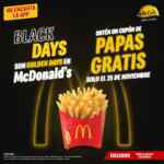 Cupón App McDonald's Black Days papas GRATIS para nuevos usuarios hoy 25 de noviembre