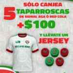Promo Red Cola y Sidral Aga Mundial de Futbol: camiseta de México con 5 taparroscas + $100