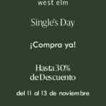 Singles Day en Pottery Barn, West Elm y Williams-Sonoma: Hasta 30% de descuento
