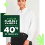 En Old Navy 40% de descuento en blusas y camisas hoy domingo