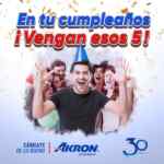 Promoción Gasolineras Akron Cumpleañeros: Carga 30 litros y recibe 5 litros gratis el día de tu cumpleaños