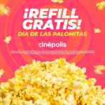 Promoción Cinépolis Día de las Palomitas: Refill GRATIS hoy 19 de enero
