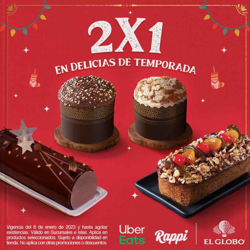 2x1 en panettones y delicias de temporada en Pastelerías El Globo