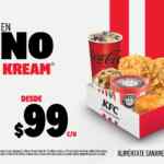 Promo KFC Box 5 en 1 con pollo + complementos + bebida y postre desde $99