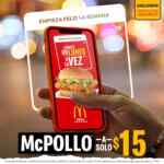 Cupón App McDonald's: McPollo a sólo $15 para usuarios nuevos sólo hoy de 4:00 a 8:00 PM