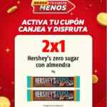 Cupones Oxxo 2x1 en Powerade y 2x1 en chocolate Hersheys Zero Sugar con almendra