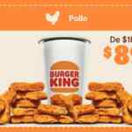 Cupón Burger King de 20 nuggets de pollo + refresco por $89