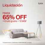 Liquidación Gaia: Hasta 65% de descuento en muebles