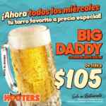 En Hooters cerveza de barril Big Daddy de 900 ml a $105 los miércoles de febrero