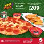 Promoción Benedetti's Super Bowl: Pizza en forma de balón + papachas + chimichile por $209