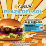 Promo Carls Jr. Plaza del Sol: hamburguesas Gratis por 1 año para los 100 primeros por inauguración