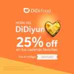 Cupón DiDi Food de 25% de descuento en desayunos en restaurantes participantes