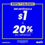 En Martí llévate el 3er artículo a sólo $1 peso en sucursales participantes