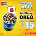 Cupón App McDonald's McFlurry Oreo a sólo $15 para nuevos usuarios