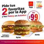 Cupón App McDonalds 2 hamburguesas participantes por $99 por AutoMac