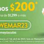 Cupón Walmart Express de $200 de descuento en pedidos de supermercado de $1,299 o más