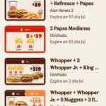 Cuponera App Burger King válida al 5 de junio con descuentos en hamburguesas, combos y más