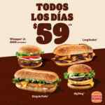 En Burger King hamburguesas participantes a sólo $59 todos los días