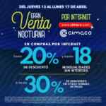 Venta Nocturna Cimaco Abril 2023: hasta 30% de descuento en tienda en línea